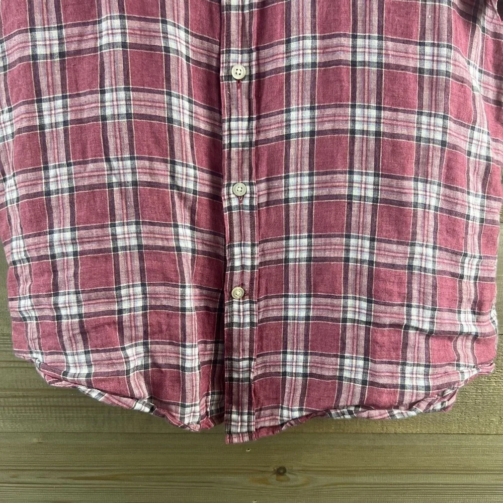 Banana Republic Mens Shirt Short Sleeve‎ Button Camden Standard Fit Linen Medium
